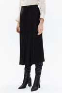 Siyah Beli lastikli midi etek 81150