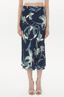 Desenli Beli lastikli midi etek 81150