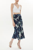 Desenli Beli lastikli midi etek 81150