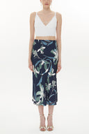 Desenli Beli lastikli midi etek 81150