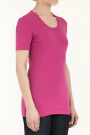 Fuşya Kristal taşlı pamuk tshirt 18447