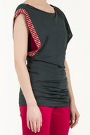 Haki Taş detaylı düşük omuz bluz 18580