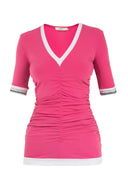 Pembe V yaka örme bluz 18786