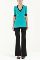 Mint V yaka örme bluz 18786