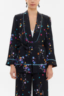 Siyah Kemerli blazer ceket 61119