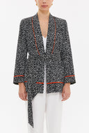 Siyah Beyaz Kemerli blazer ceket 61119