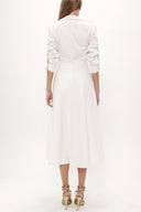Beyaz Kuş gözü ve bağcıklı midi elbise 91813