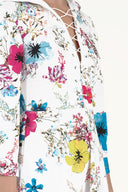 Desenli Kuş gözü ve bağcıklı midi elbise 91813