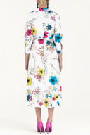 Desenli Kuş gözü ve bağcıklı midi elbise 91813