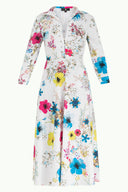 Desenli Kuş gözü ve bağcıklı midi elbise 91813