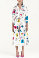 Desenli Kuş gözü ve bağcıklı midi elbise 91813