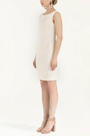 Bej Fermuarlı dar kesim mini pamuk elbise 92019