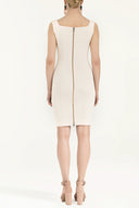 Bej Fermuarlı dar kesim mini pamuk elbise 92019