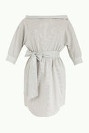 Beyaz Çizgili Çizgili pamuk mini elbise 92053