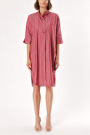 Bordo İnci dügmeli midi elbise 92373