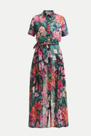 Fuşya Şifon bol kesim uzun  elbise 92438