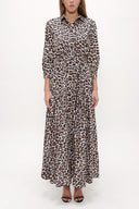 Leopar Cepli lastikli uzun elbise 92606