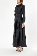 Siyah Cepli Ve Lastikli Gömlek Elbise  92958