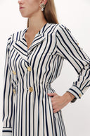 Lacivert Çizgili uzun elbise 93138