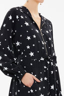 Yıldız desen Fermuarlı kapüşonlu uzun elbise 93209