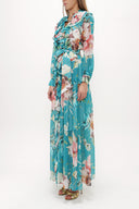 Mint Fırfırlı  beli lastikli uzun  elbise 93262