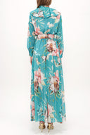 Mint Fırfırlı  beli lastikli uzun  elbise 93262