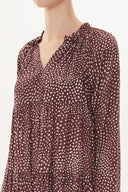 Puantiyeli Bol kesim büzgülü uzun elbise 93332