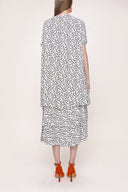 Ekru Siyah Volanlı bol kesim kısa kol elbise 93388