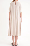 Bej Bağcık detaylı yarım kol bol kesim elbise 93391