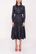 Lacivert Büzgülü ve kemer detaylı elbise 93994