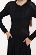 Siyah Dökümlü uzun elbise 94007