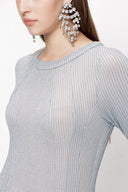 Gri Dökümlü uzun elbise 94007