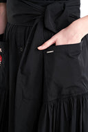 Siyah Nakışlı uzun tafta elbise 94643 RPT