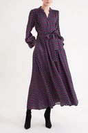 Desenli Büzgülü uzun elbise 94708 RPT