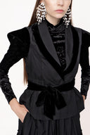 Siyah Kadife detaylı büzgülü ikili takım 12275