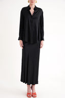 Siyah Beli lastikli etek ve bol kesim gömlek takım 12359