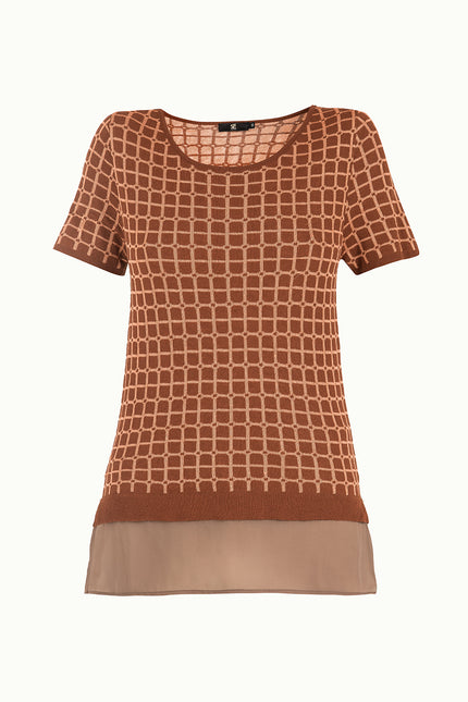 Cinnamon Wide collar  short sleeved tricot  blouse 28660