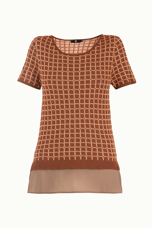 Cinnamon Wide collar  short sleeved tricot  blouse 28660