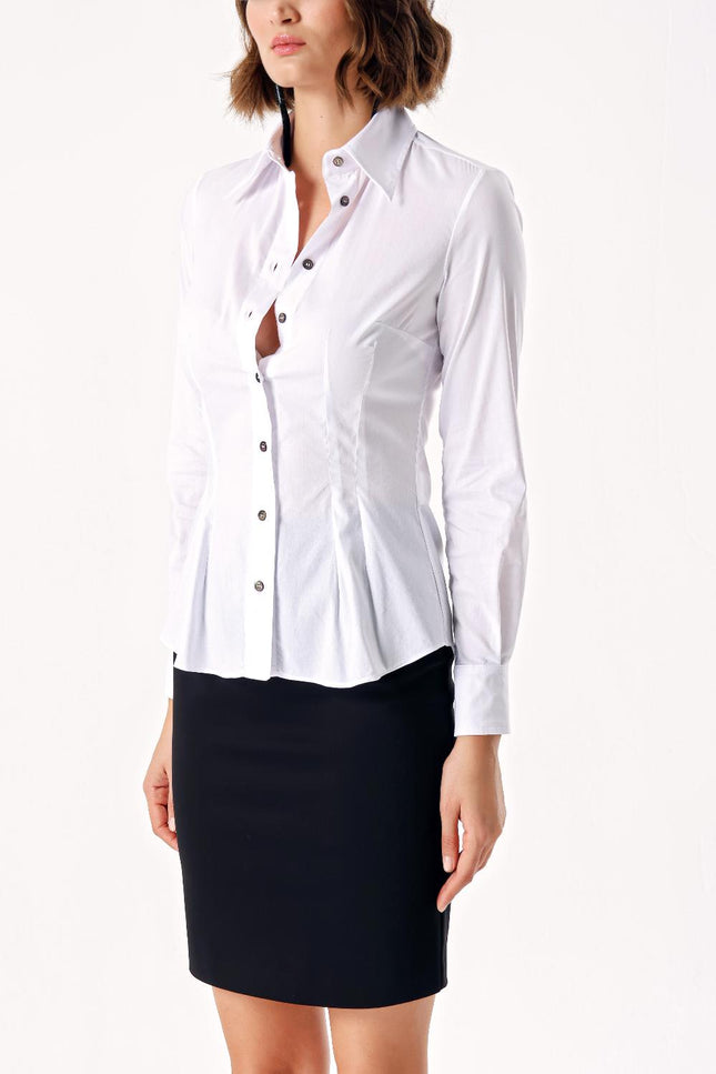 White Lycra slim fit shirt 10831