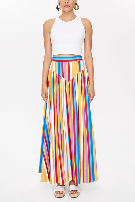 Striped Pleated maxi skirt 81087