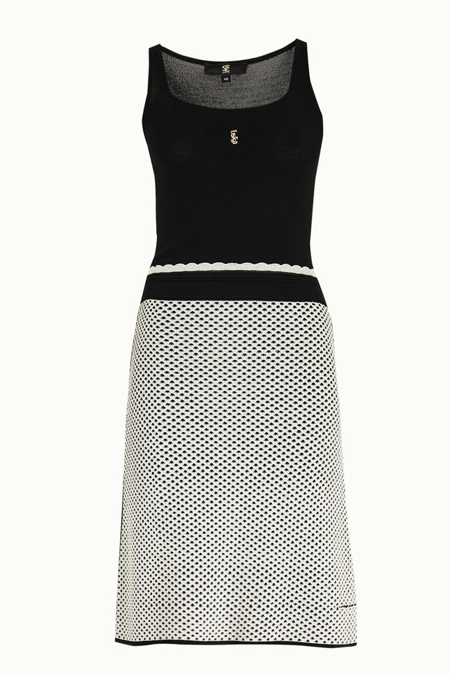 Ecru Belted  strappy  knit  dress  28036