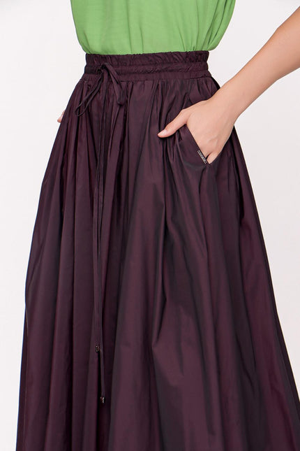 Dark Burgundy Pleated maxi skirt 81206