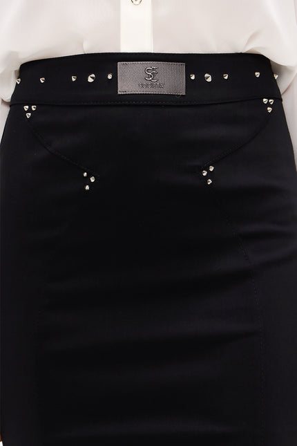 Black Slim fit cotton skirt 80498