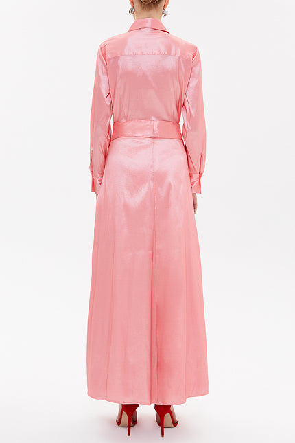 Pink Tie-front maxi dress 92882