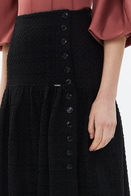 Black Button detail maxi skirt  81142