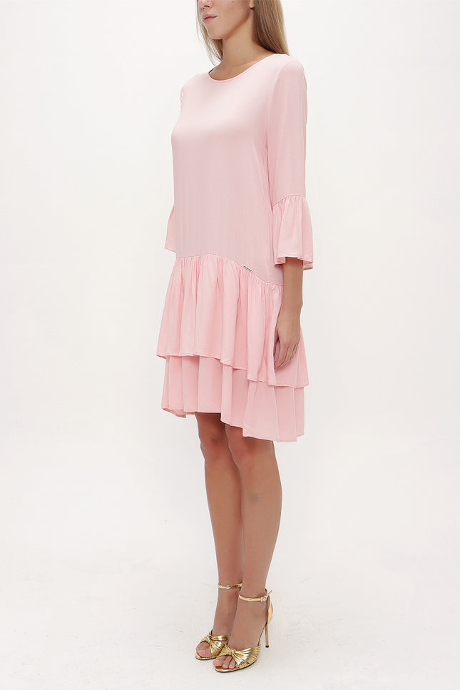 Pink Wide cut ruffled maxi dress 92395