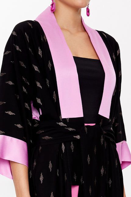 Black Contrast colour maxi kimono 92780