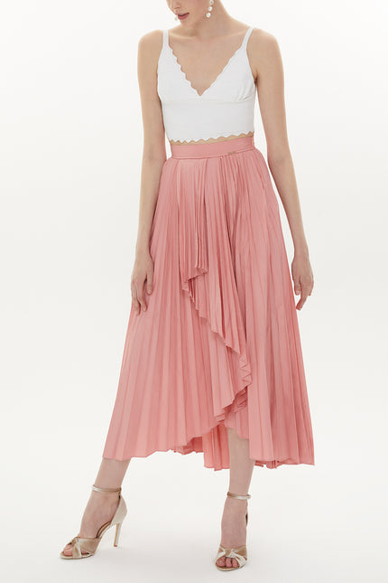 Pink Pleated maxi skirt 81162