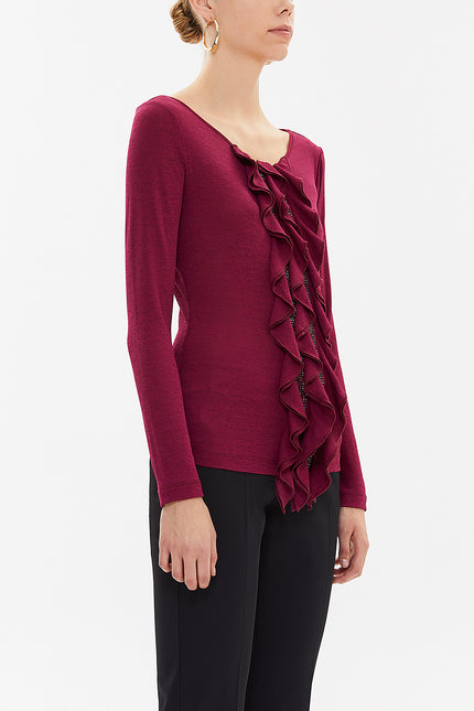 Fuchsia Knitted blouse with stone detail 19080