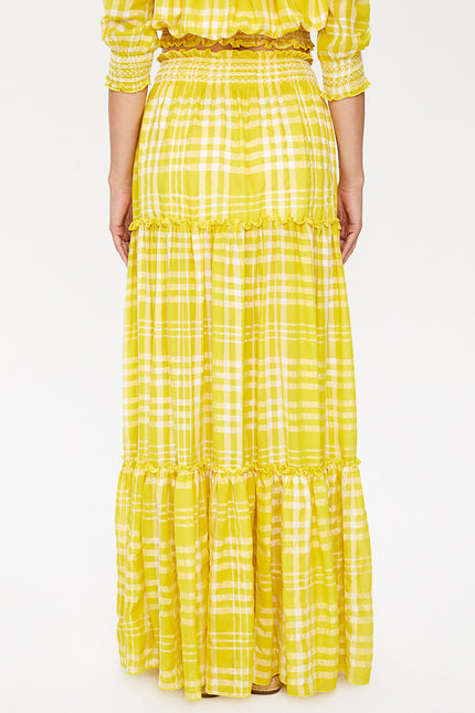 Acid Yellow Giped waist pleated skirt 81131